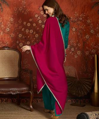 Blue color ethnic vichitra silk fabric heavy embroidered partywear suit 2