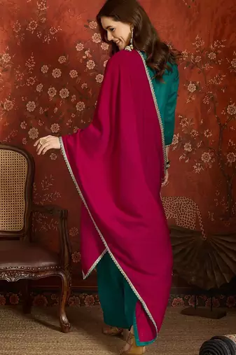 Blue color ethnic vichitra silk fabric heavy embroidered partywear suit