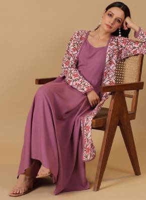 Ethnic motifs printed flared anarkali kurta 1