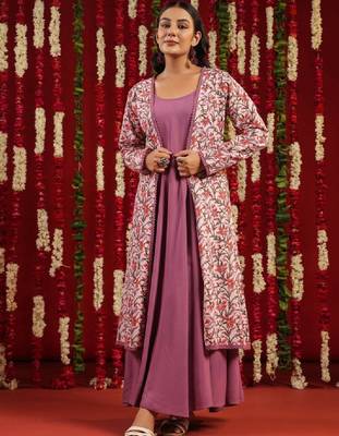 Ethnic motifs printed flared anarkali kurta 2
