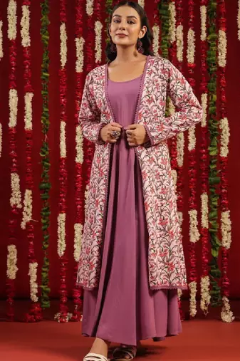 Ethnic motifs printed flared anarkali kurta