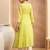 Floral block printed round neck a-line pure cotton kurta
