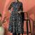 Floral printed mandarin collar panelled pure cotton a-line kurta