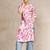 Floral printed bell sleeves v-neck straight cotton kurta