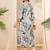 Floral printed round neck thread work straight cotton kurta