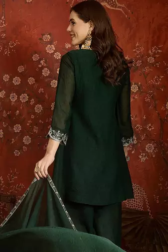 Green color beautiful ceremonial heavy embroidered ceremonial salwar kameez