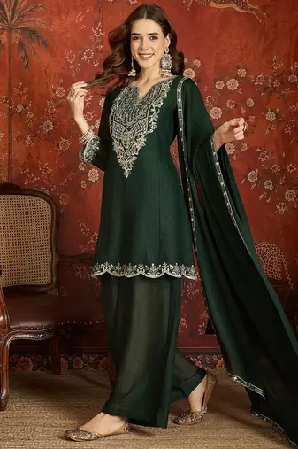 Green color beautiful ceremonial heavy embroidered ceremonial salwar kameez