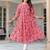 Women dark pink chiffon lurex floral printed flared kurta