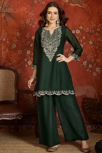 Green color beautiful ceremonial heavy embroidered ceremonial salwar kameez