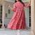 Women dark pink chiffon lurex floral printed flared kurta
