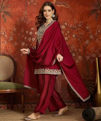 Maroon color beautiful ceremonial heavy embroidered ceremonial salwar kameez 4