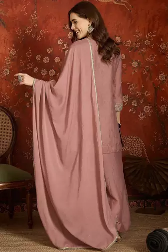 Mauve color beautiful ceremonial heavy embroidered ceremonial salwar kameez