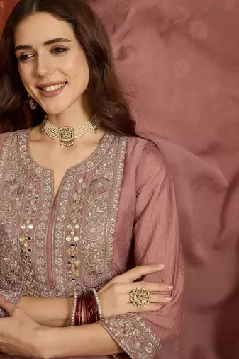 Mauve color beautiful ceremonial heavy embroidered ceremonial salwar kameez
