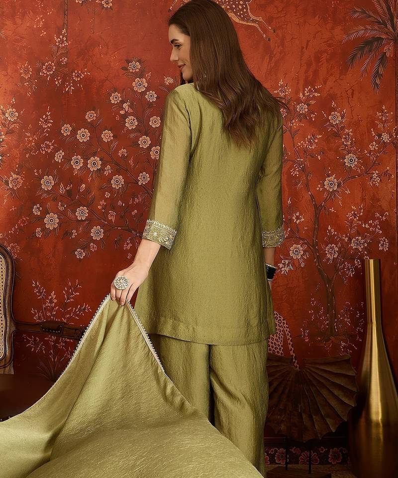 Green color beautiful ceremonial heavy embroidered ceremonial salwar kameez