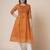 Women muga cotton flared chikankari embroidered kurta