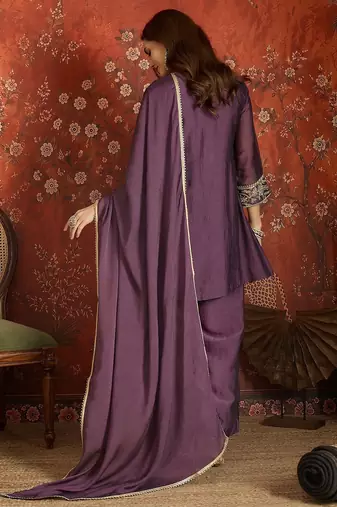 Purple color beautiful ceremonial heavy embroidered ceremonial salwar kameez
