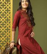 Women embroidered pure cotton kurta