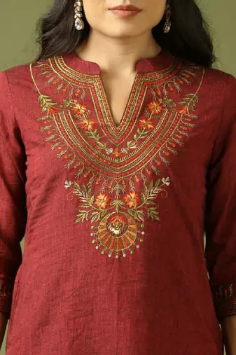 Women embroidered pure cotton kurta