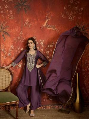 Purple color beautiful ceremonial heavy embroidered ceremonial salwar kameez 4