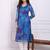 Women floral printed v-neck organza straight kurta with lace