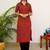 Floral printed shirt collar straight cotton kurta