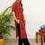Floral printed shirt collar straight cotton kurta