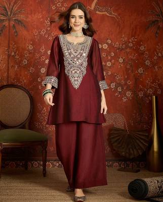 Maroon color beautiful ceremonial heavy embroidered ceremonial salwar kameez 5