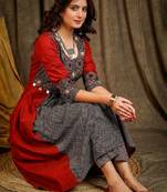 Women abstract printed daily cotton a-line kurta