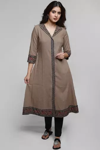 Women solid daily cotton a-line kurta