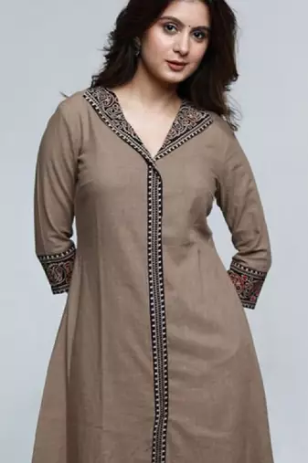 Women solid daily cotton a-line kurta