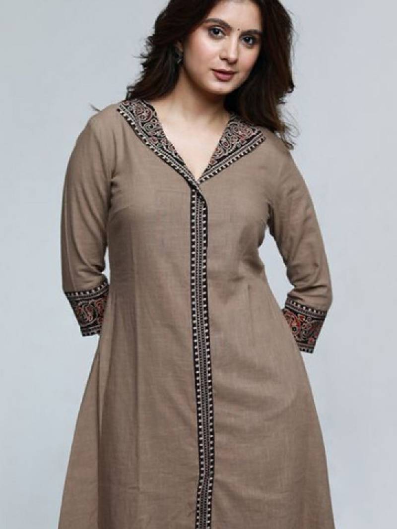 Women solid daily cotton a-line kurta