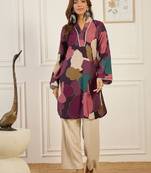 Women printed straight chanderi silk kurta