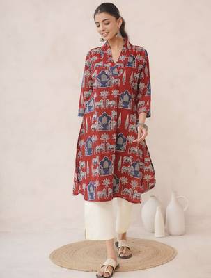 Women pure cotton hand block printed kurta 1