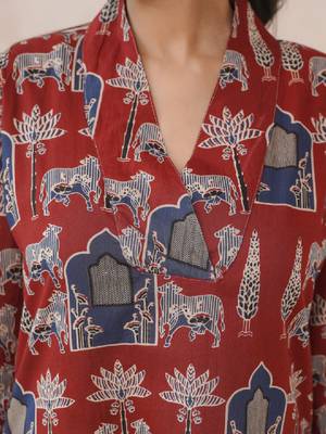 Women pure cotton hand block printed kurta 2