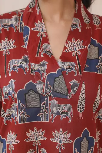 Women pure cotton hand block printed kurta