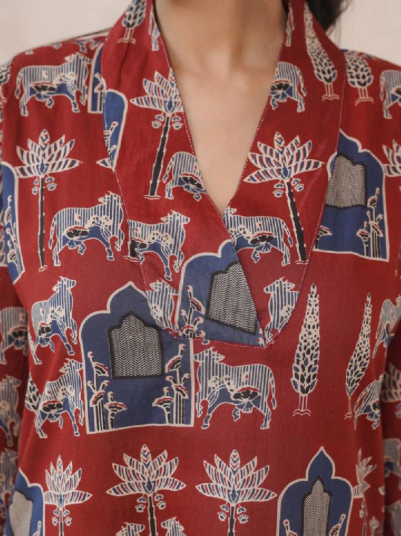 Women pure cotton hand block printed kurta