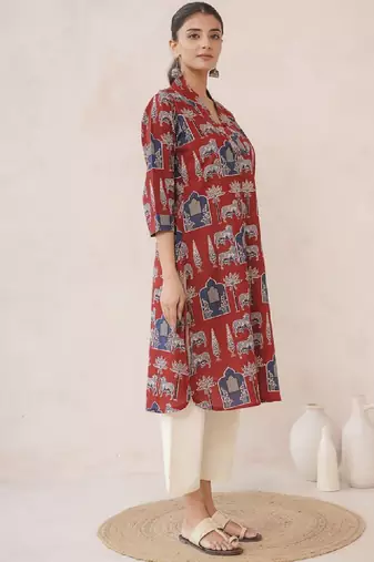 Women pure cotton hand block printed kurta