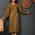 Ethnic motifs printed round neck puff sleeves pure cotton kurta