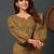 Ethnic motifs printed round neck puff sleeves pure cotton kurta