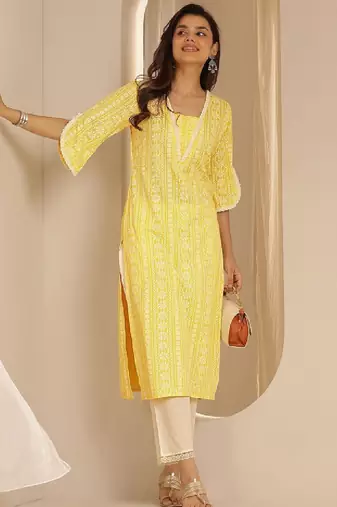 Women floral printed daily straight kurta