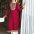 Women floral embroidered thread work raw silk kurta