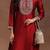 Women floral embroidered thread work raw silk kurta
