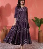 Women ethnic motifs printed daily cotton anarkali kurta