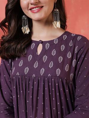 Women ethnic motifs printed daily cotton anarkali kurta 2