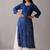 Women floral navy blue ethnic motifs embroidered chikankari regular straight kurta