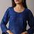 Women floral navy blue ethnic motifs embroidered chikankari regular straight kurta