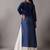 Women floral navy blue ethnic motifs embroidered chikankari regular straight kurta