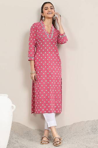 Women floral daily cotton straight kurta