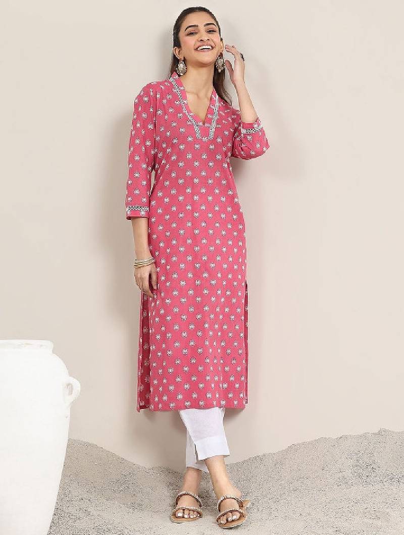 Women floral daily cotton straight kurta