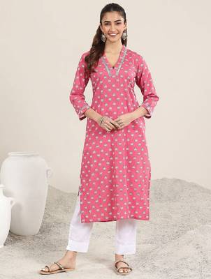 Women floral daily cotton straight kurta 2